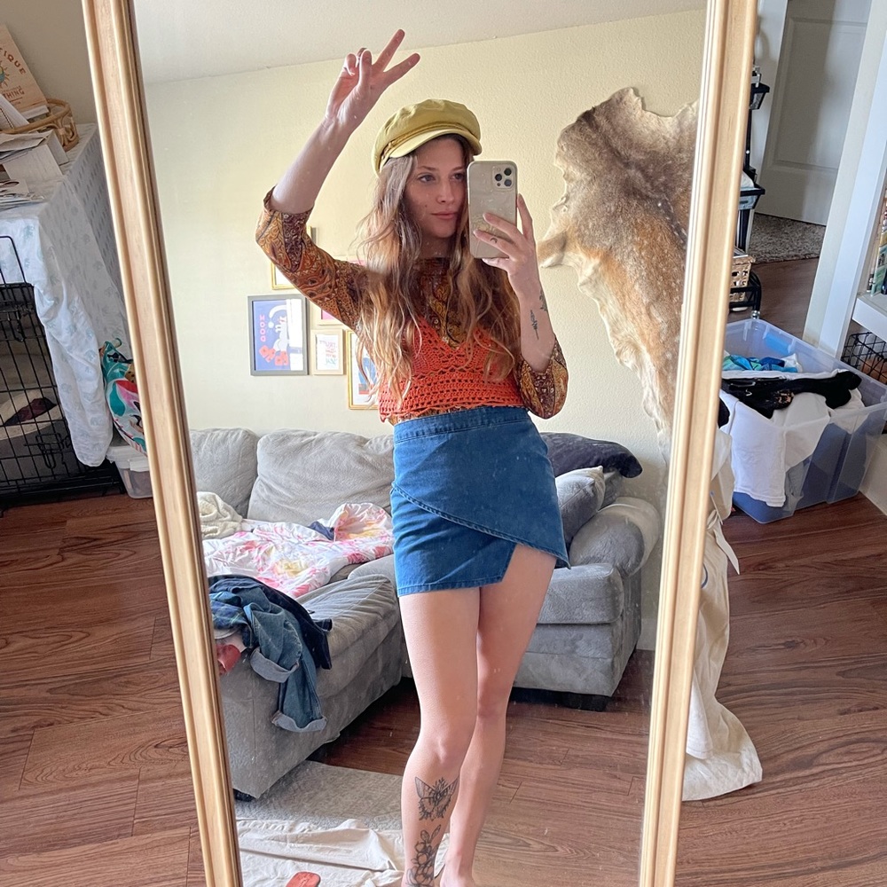 90s - Y2k denim mini skirt
